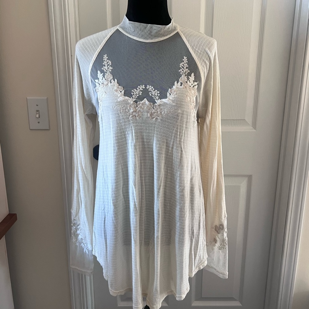 Free People Cream Lace Tunic